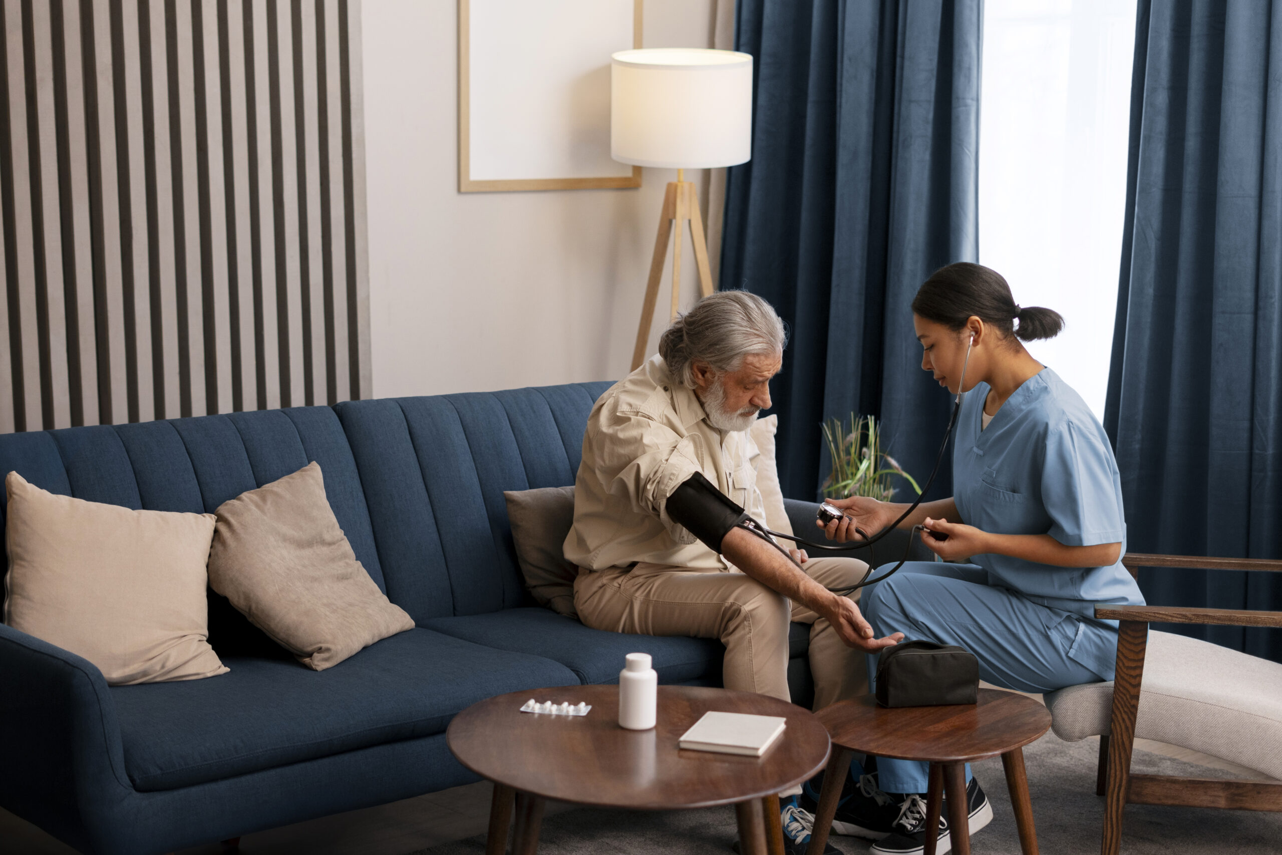 woman taking care old man scaled